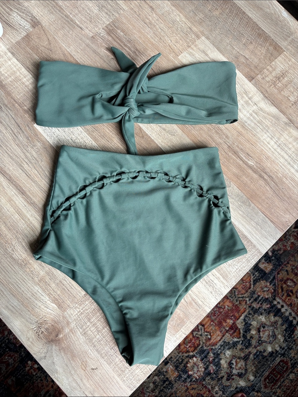 Mikoh Olive Green Bikini Top and High Waist Bottom